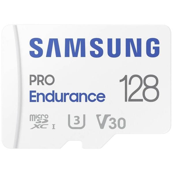 Samsung PRO Endurance microSDXC-kort 128 GB Class 10, UHS-Class 3, v30 Video Speed Class, 4K video kompatibilitet, med