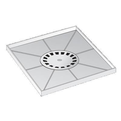 PVC siphoned bricka 400x400mm vertikalt utlopp...
