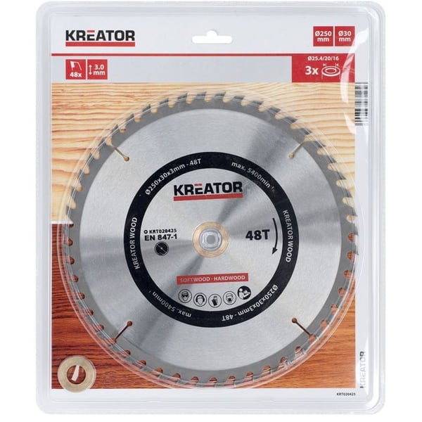 Kréator cirkelsågblad 250 mm 48 tänder