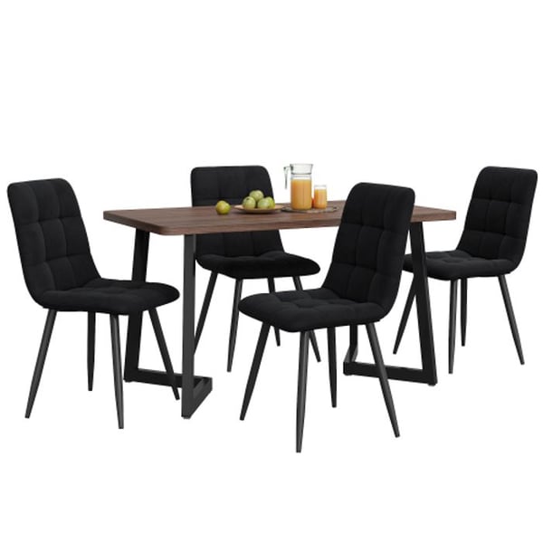 Spisebords sæt - MUVOE - 5 dele - Sort fløjl - Moderne design - 4 pladser