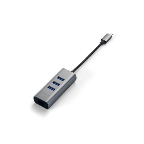 USB-hub - Satechi - USB-C HUB 4 i 1 - Grå Sidereal - 3 USB-portar - Ethernet-port RJ45