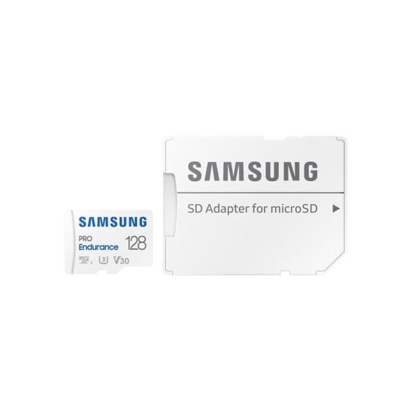 Samsung PRO Endurance microSDXC-kort 128 GB Class 10, UHS-Class 3, v30 Video Speed Class, 4K video kompatibilitet, med
