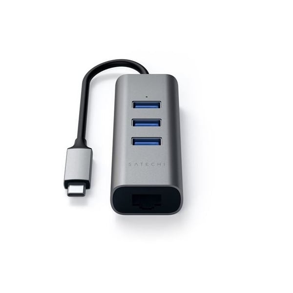 USB-hub - Satechi - USB-C HUB 4 i 1 - Grå Sidereal - 3 USB-portar - Ethernet-port RJ45