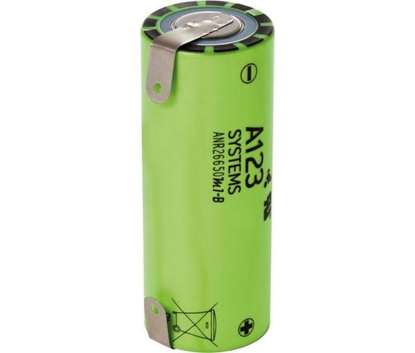 Litiumjärn batteri A123 - ANR26650M1-B ANR 26650 3,7v 2500ma med lödbar terminal Bat539