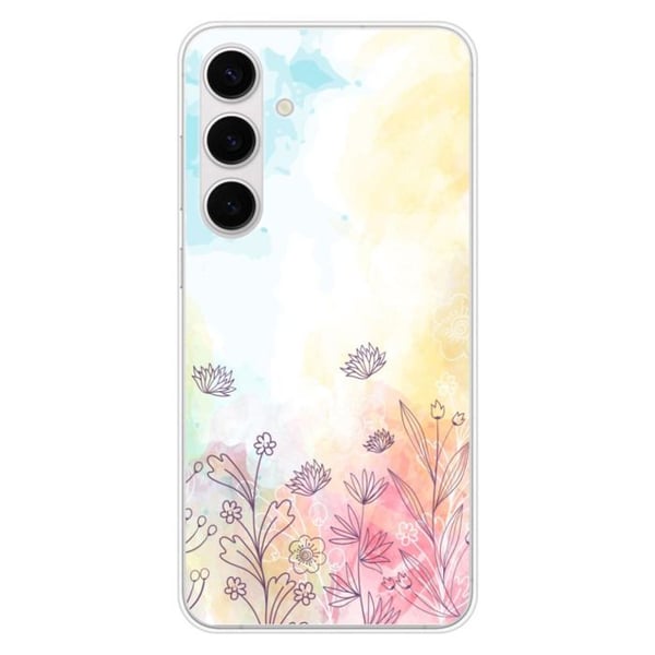 Tryckt silikonfodral som är kompatibelt med Samsung Galaxy S24 FE akvarellblommor