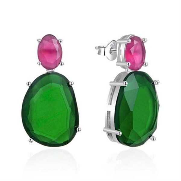 Hängande örhängen - AGATO - AGT-E015PC - Sterling silver - Färgat glas - 1,3 x 2,7 cm