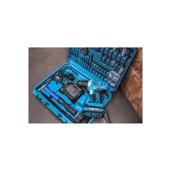Borrskruvdragare med 70 tillbehör 20v med batteri och laddare Koma Tools.