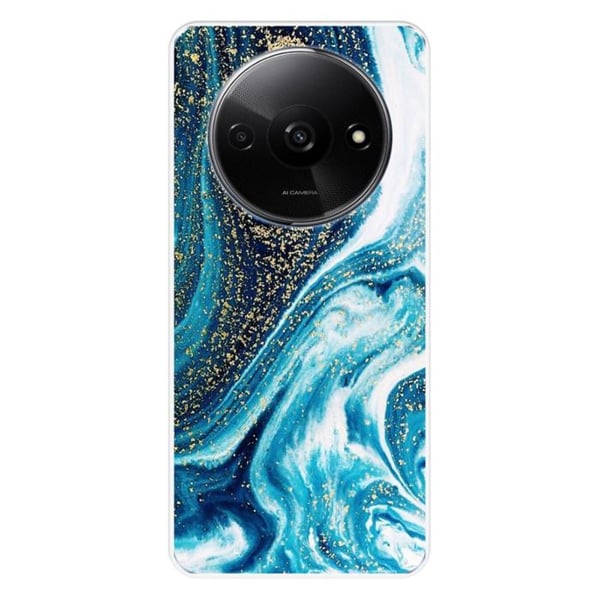 Siliconfodral med tryck kompatibel med Xiaomi Redmi A3 4G Marmor Blå Glittrig