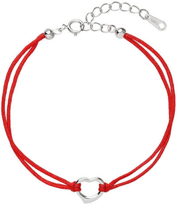 Armband - EVOLUTION GROUP - Kabbale Rouge Coeur - Textil - Silver - 17 cm