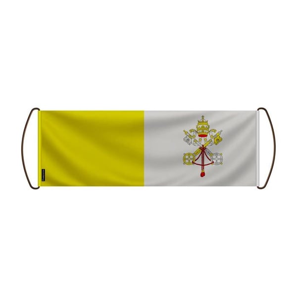 Scrollbanner – Vatikanflagga – 17 x 50 cm – Polyester – Handflagga – Pixelforma