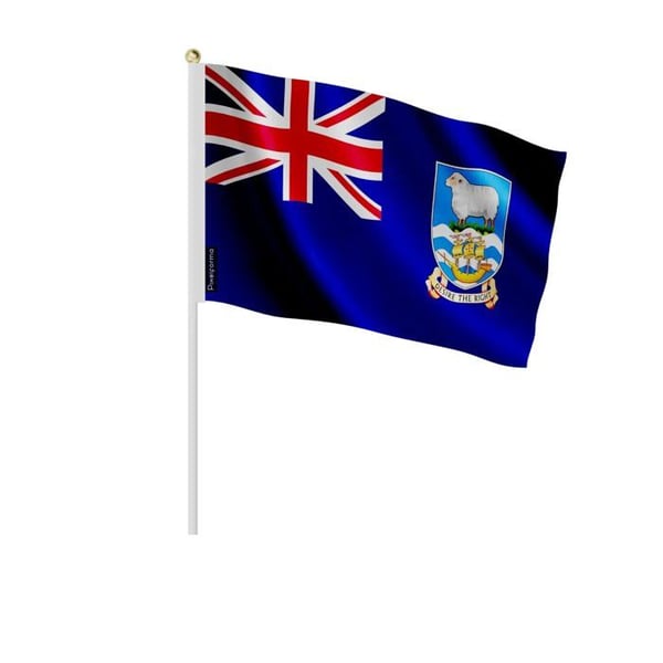 Mini-flaggsats – Falklandsöarna – 14 x 21 cm – Att Hålla i Hande – Polyester - 100 stycken – Pixelforma