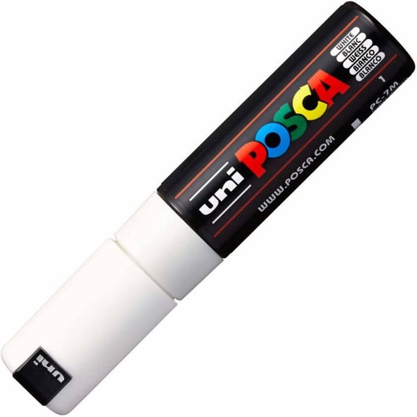 Markör - POSCA - PC7M - Vit - Konisk Spets - Stor - Opaque