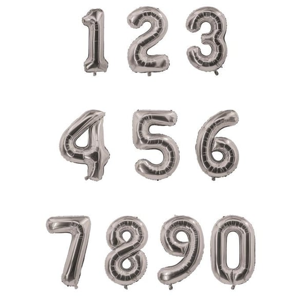 Ballong siffra - KLÄ DIG - Siffra 8 - Aluminium silverfärgad - 85 cm - Helium- eller luftuppblåsbar