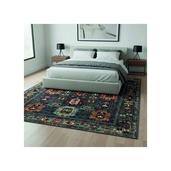 Kilimmatta - MELIS HOME - Återinterpreted kilim - Chenille/bomull - Antracit - Halkskyddande, golvvärme