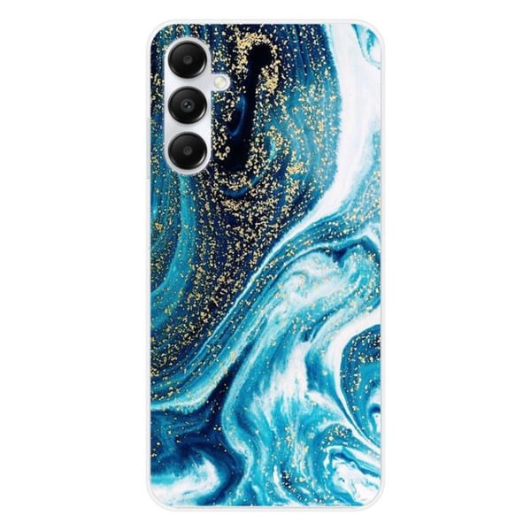 Tryckt silikonfodral som är kompatibelt med Samsung Galaxy A25 Marble Blue Glitter