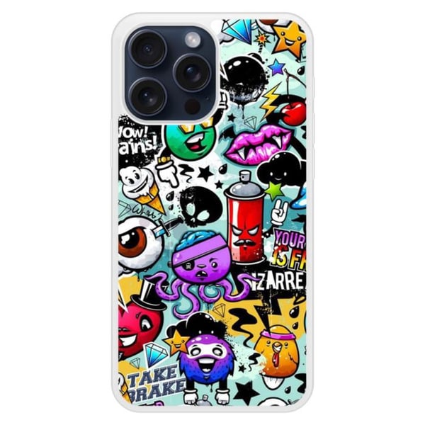 Förstärkt silikonhölje med tryck kompatibelt med Apple iPhone 15 Pro Max Graffiti 2