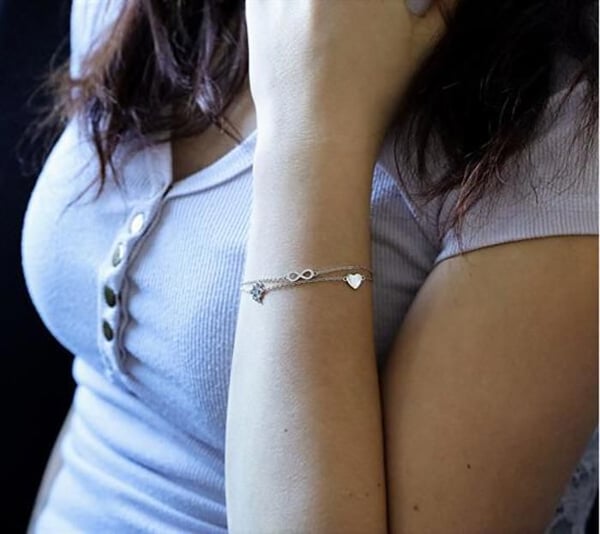 Armband - BENETO - AGB749/21 - Silver - Dubbel design - Hjärta och oändlighet