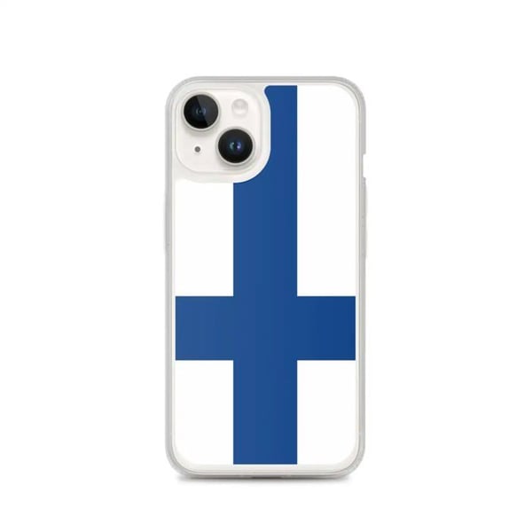 Mobilskal – Finlands flagga – Kompatibel med iPhone 14 – Mjukt fodral – Slitstarkt och stötande – Silikon – Pixelforma