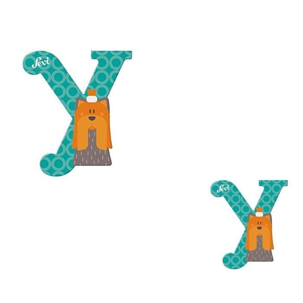 Brev i træ - Sevi - Y - Yorkshire Terrier - 10 cm - Vægdekoration - Håndlavet