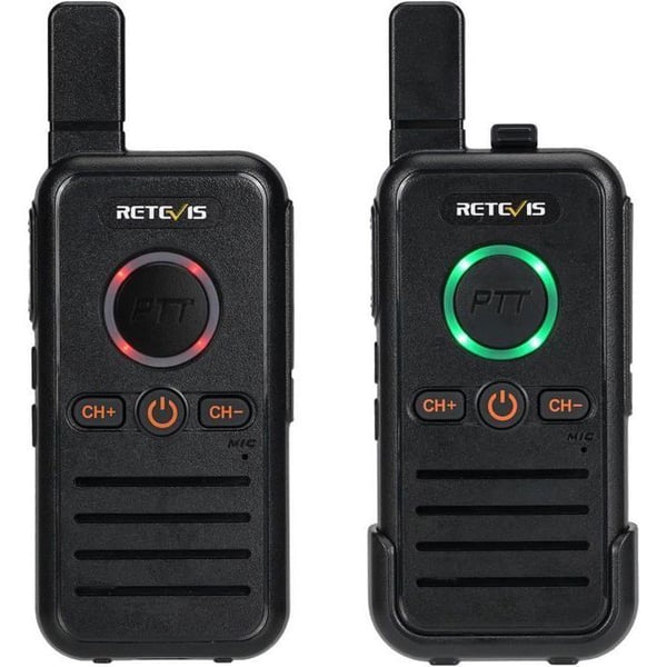 Retevis RB645 Uppladdningsbar Walkie Talkie, PMR446 bärbar tvåvägsradio, Dual PTT-radio, USB C VOX, för camping (2 st)