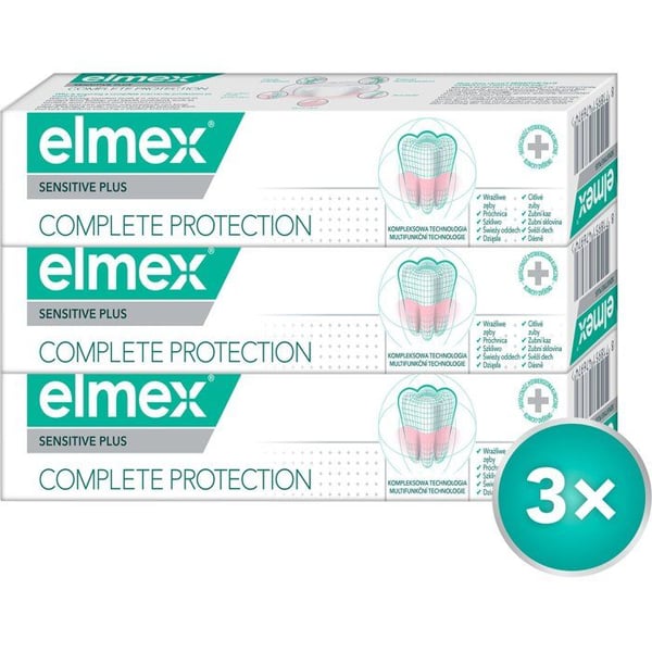 ELMEX Sensitive Plus Skydd komplett 3× 75 ml