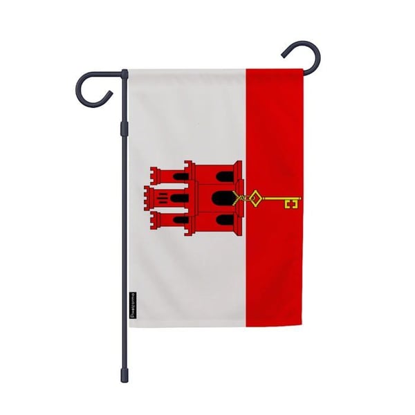 Gibraltar Trädgårdsflagga – 32 x 47,5 cm – Hållbar Polyester – Vertikalt Format – Utomhus – Pixelforma