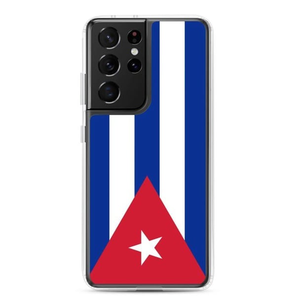 Mobilskal – Kubansk flagga – Kompatibel med Samsung Galaxy S21 – Flexibelt fodral – Slitstarkt och stötabsorberande – Pixelforma