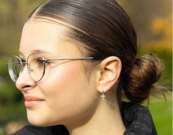 Hängande örhängen - AGATO - Cross AGT-E110LW - Silver 925 - Zirkon kubisk - Tjej