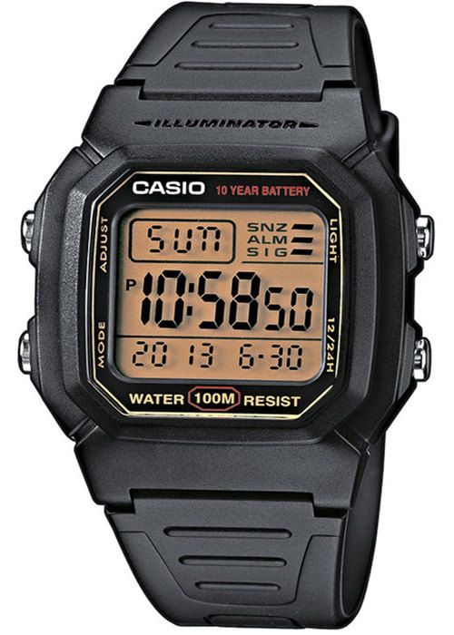 Klocka - CASIO - W-800HG-9AVES - Vattentålighet - Resinglasband - Flera larm