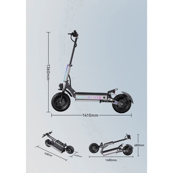 APEFOX T90 - Sammenklappelig Elektrisk Scooter - Motor 6000W - 60V 31.2AH - Rækkevidde 100KM - 85KM/H - 13'' Dæk