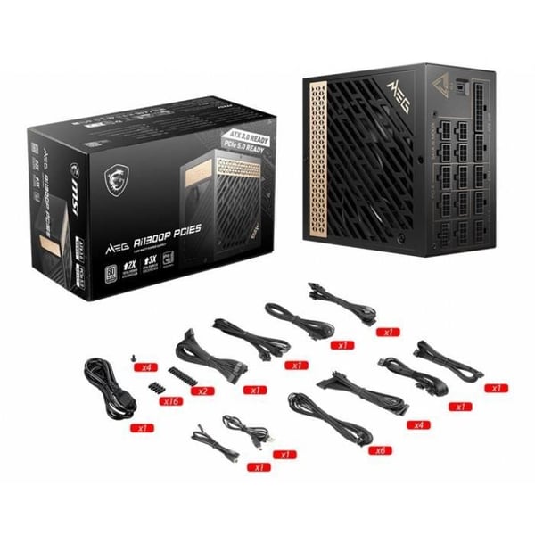 Strømforsyning PC - MSI - 306-7ZP4A11-CE0 - MEG Ai1300P PCIE5 - ATX 3.0 - 80Plus PLATINIUM