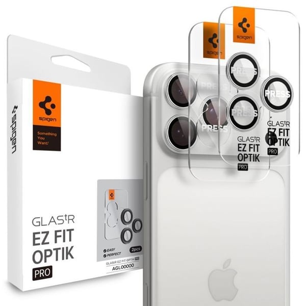 Beskyttelsesfilm - SPIGEN - Glas.tR EZ Fit Optik Pro - Hårdhed 9H - Kompatibel med iPhone 17 Pro - Sølv