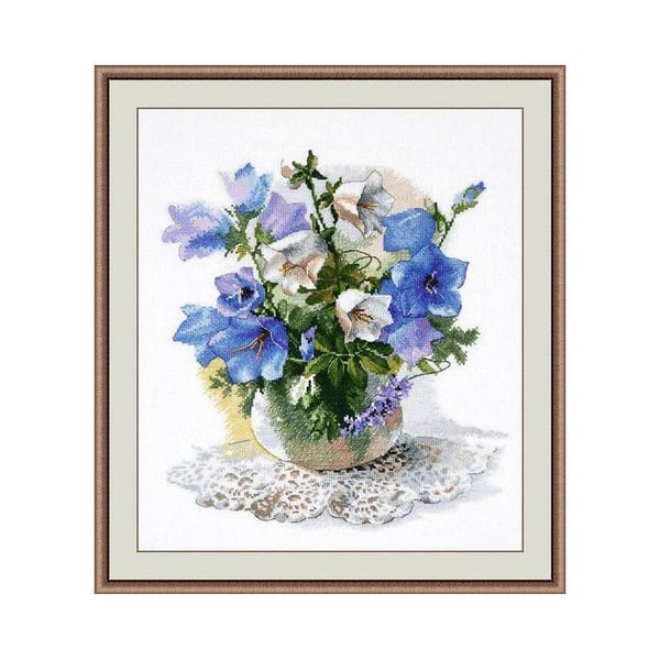 Kit för broderi med korsstygn - Ugn Campanule blå himmel - Aïda 18ct (7 st/cm) - 28 färger - 23x27 cm