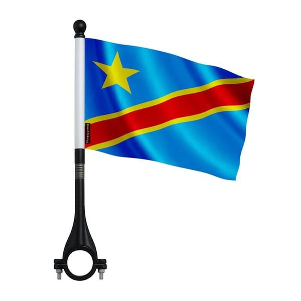 Cykelflagga för Demokratiska republiken Kongo i polyester – 14 x 21 cm – cykelflagga – 5 stycken