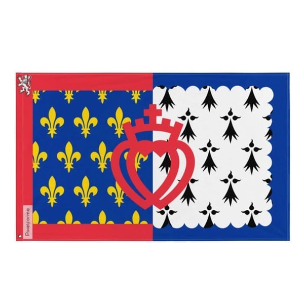 Flagga Pays de la Loire – 120 x 180 cm – Motståndskraftig polyester – 2 Metallöglor – Inomhus-/Utomhusbruk – Pixelforma