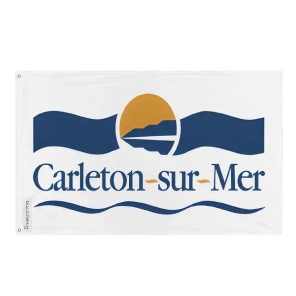 Carleton-sur-Mer-flagga – 160 x 240 cm – Slip-resistant polyesterväv – 2 metalöglor – Inomhus / Utomhus – Pixelforma