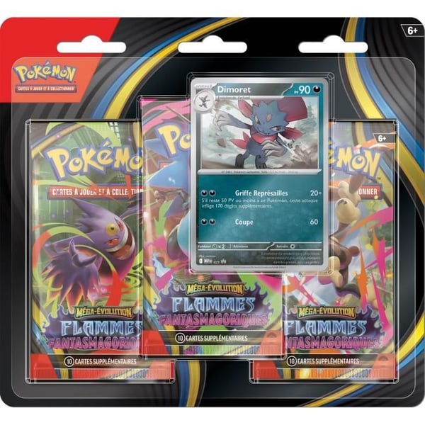 Pack med 3 Pokémon Mega Evolution booster - Fantasmagoriska lågor