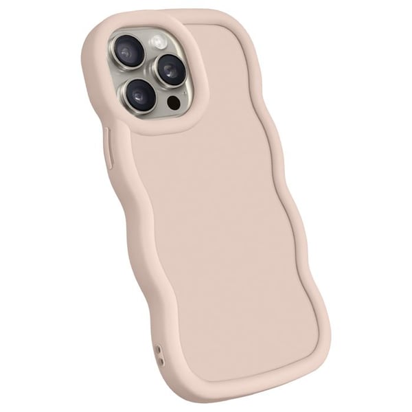 Coque för iPhone 15 Pro Silikon Stötresistent Candy Beige-serie