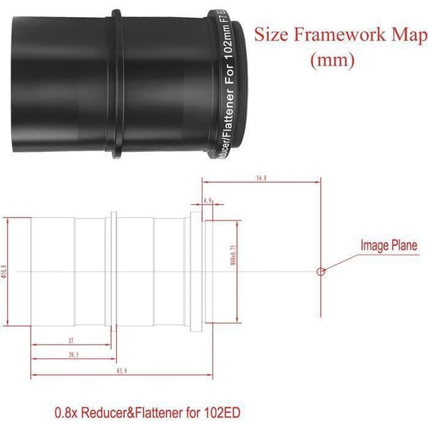 Svbony SV193 Fokalreducerare, 2 tum 0.8X Fältplattare, FMC Optik för SV503 102mm F/7 Astrofotografi