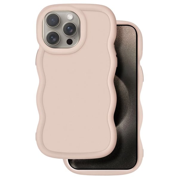 Coque för iPhone 15 Pro Silikon Stötresistent Candy Beige-serie