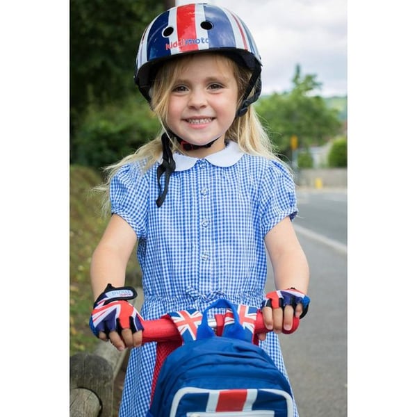 Skyddshandskar - KIDDIMOTO - UNION JACK - Storlek S (2-5 år) - Union Jack-mönster - Vadderad lycra