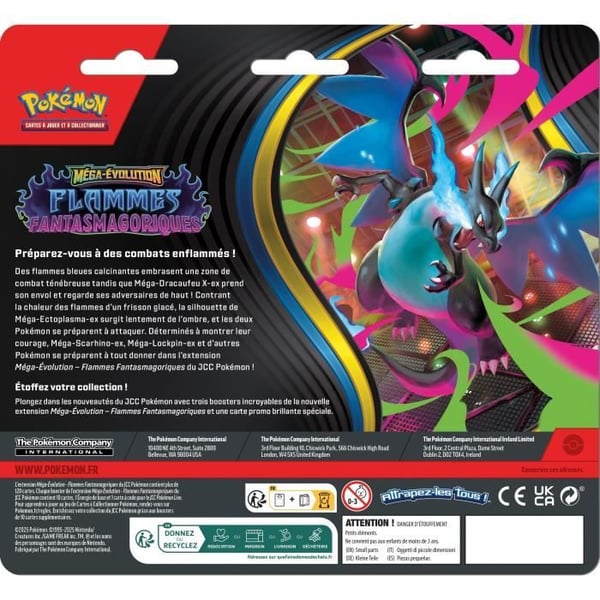 Pack med 3 Pokémon Mega Evolution booster - Fantasmagoriska lågor