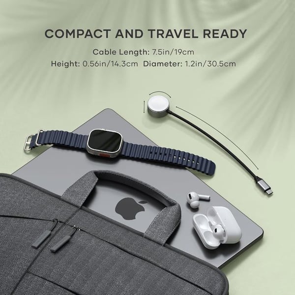 Opladningskabel - SATECHI - Apple Watch - MFi - 5W - USB-C - 19 cm - Grå