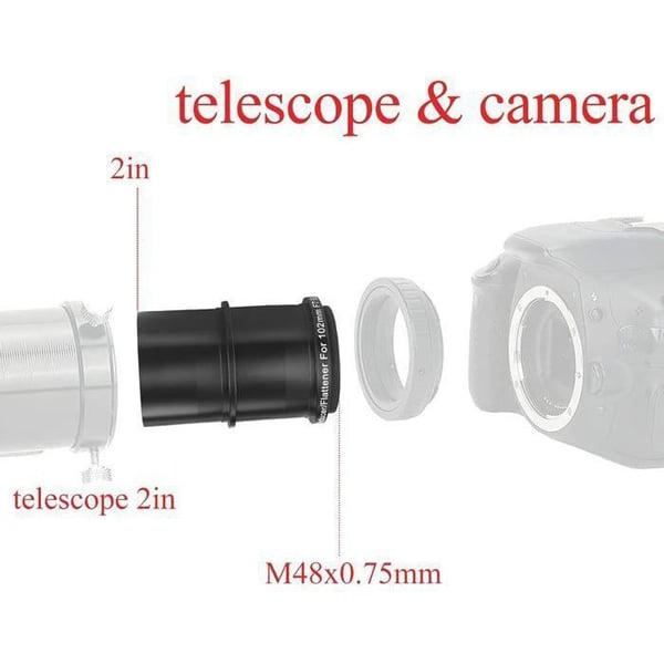 Svbony SV193 Fokalreducerare, 2 tum 0.8X Fältplattare, FMC Optik för SV503 102mm F/7 Astrofotografi
