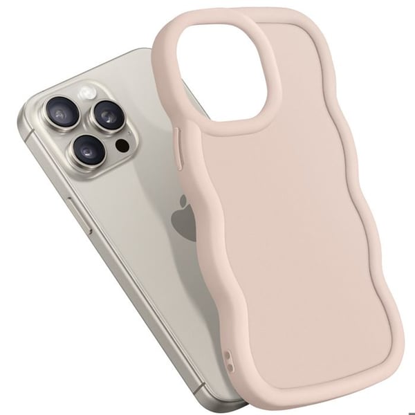 Coque för iPhone 15 Pro Silikon Stötresistent Candy Beige-serie