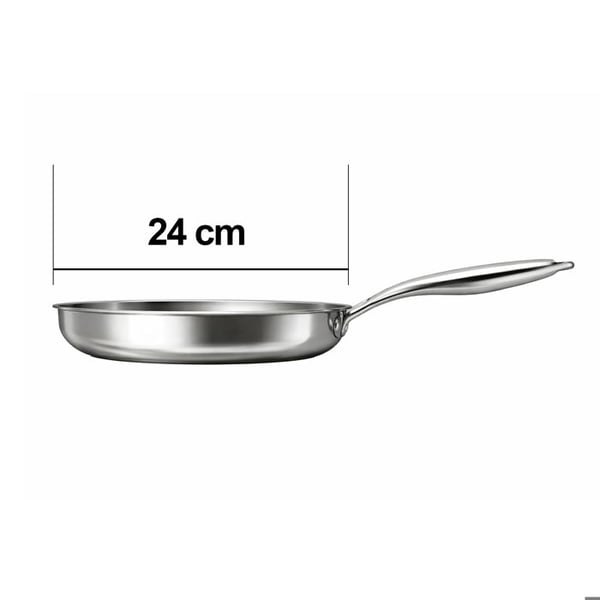 Stekpanna 24 cm Kompatibel med Alla Värmekällor Induktions i Rostfritt Stål Cheffinger Silver