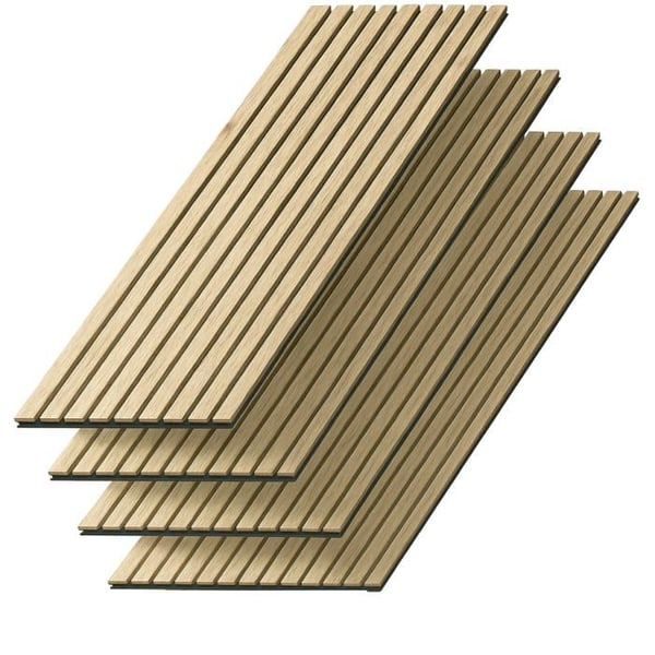 Dekorativa Akustikpaneler i MDF – Set om 4, Vit Ek, 240x60cm