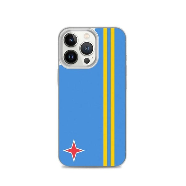 Mobilskal – Aruba Flagga – Kompatibel med iPhone 13 Pro – Mjuk Fodral – Slitstark och Stötsäker - Silikon - Pixelforma