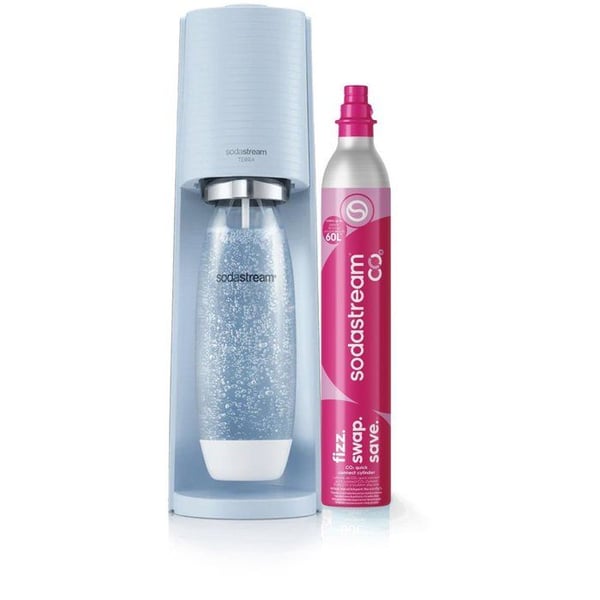 Maskin för läsk och kolsyrat vatten SODASTREAM - TERRA Blå - 1 flaska diskmaskinskompatibel - 1 gaspatron 60L