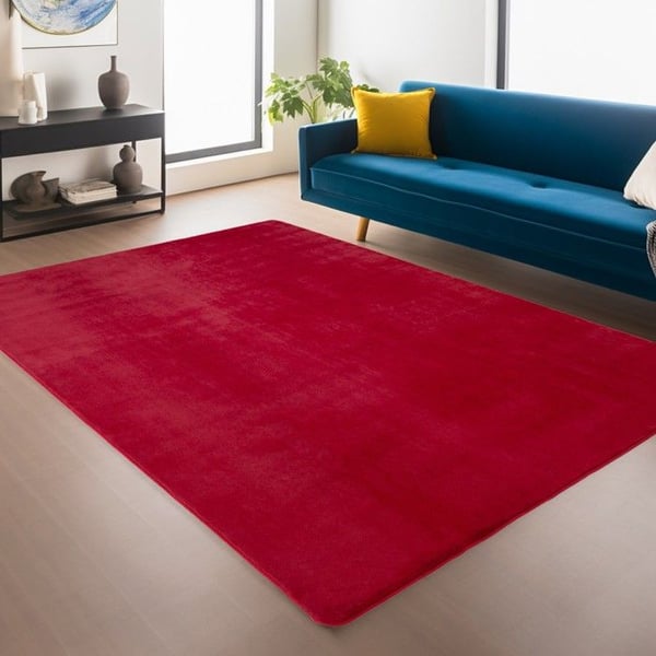 Modern matta för vardagsrum, sovrum, kök, mjuk, tvättbar, halkfri (Dimension: 60X100 cm - Färg: Röd)